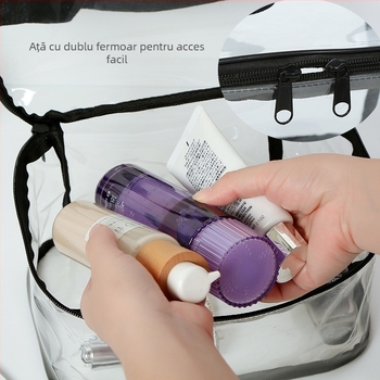 Geantă cosmetică din PVC, transparentă și impermeabilă, în stil poșetă de mână
