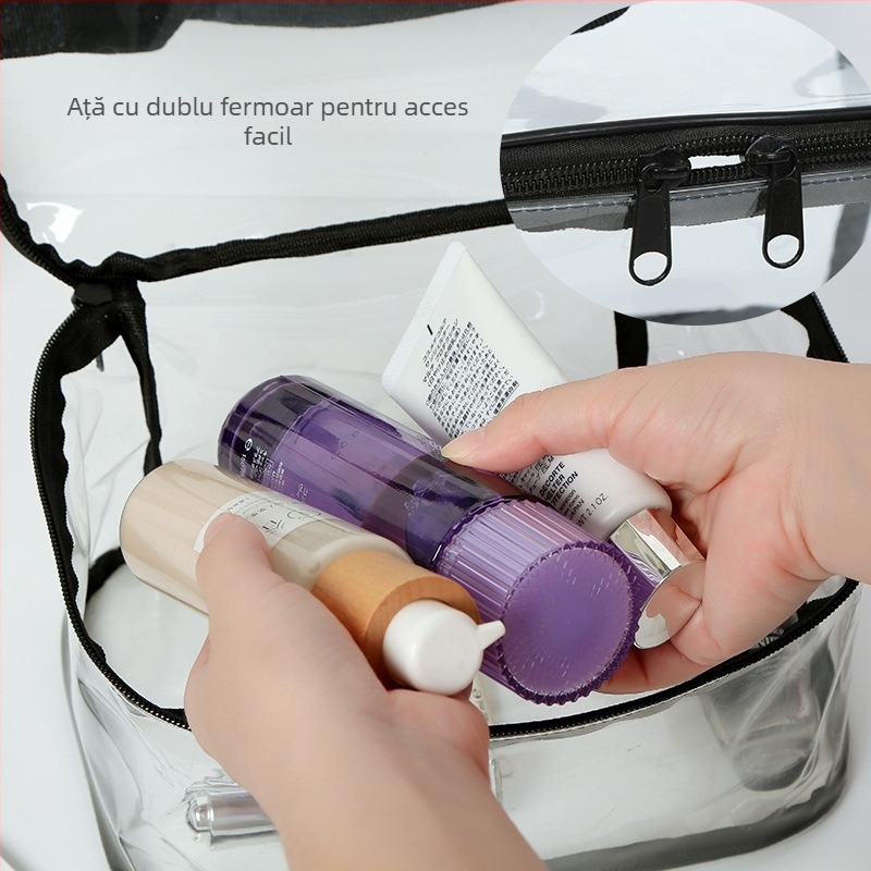 Geantă cosmetică din PVC, transparentă și impermeabilă, în stil poșetă de mână