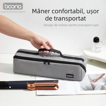 Geantă de depozitare pentru placa de coafare Dyson Airstrait HT01/HS05, țesătură Oxford, imprimare offset, Model BN-DS011, capacitate 2 kg