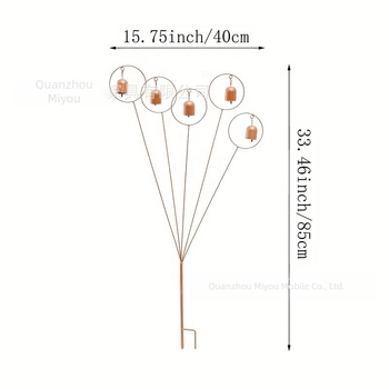 Ornament metalic vintage pentru grădină — 5 clopoței pe suporturi, pentru interior și exterior, design minimalist din metal