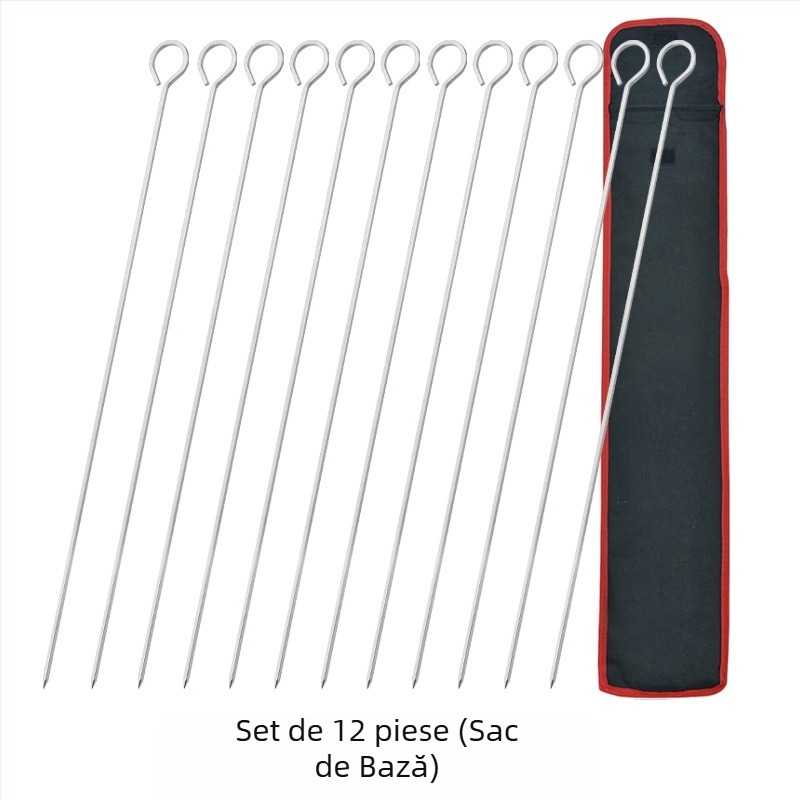 GF set de frigărui din oțel inoxidabil, 24 de bucăți, cu inele de agățare, pentru grătar în aer liber