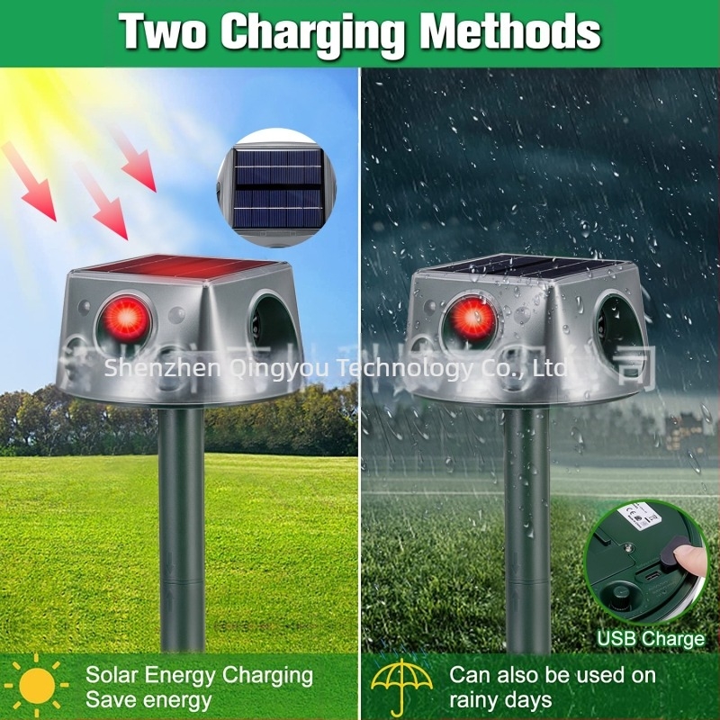 SK031 Repelent solar pentru animale, design cu patru fețe, repelent multifuncțional pentru insecte (țânțari și gândaci), reîncărcabil, 5V 5W