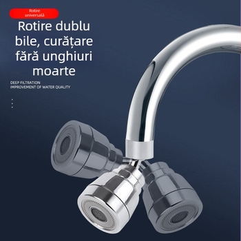 Cap de robinet anti-stropire cu trei viteze, cu rotație duală a bilelor, ABS + oțel inoxidabil, filet, deschidere prin ridicare