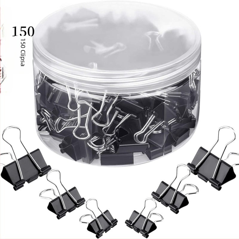 Clipsuri metalice pentru hârtie – Dacheng, metal, pachet de 150 bucăți
