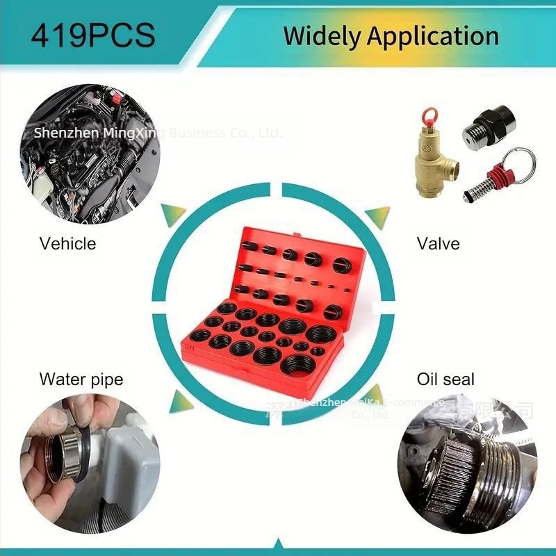 Set O‑ringuri 419 bucăți, nitril, rezistent la uzură, la temperaturi înalte, pentru industria auto