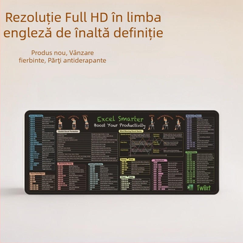 Covoraș mare pentru mouse din țesătură Jiaji cu gumă natural antiaderentă, o singură față, transfer termic, covoraș de birou