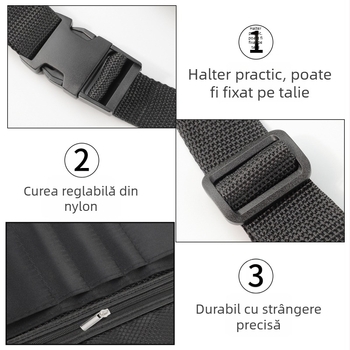 Set pensule machiaj în geantă de talie, 20 bucăți; husă de depozitare închisă; mâner din material Oxford; lungimea părului 24,5 cm; lungimea totală 24,5 cm