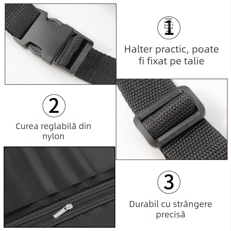 Set pensule machiaj în geantă de talie, 20 bucăți; husă de depozitare închisă; mâner din material Oxford; lungimea părului 24,5 cm; lungimea totală 24,5 cm