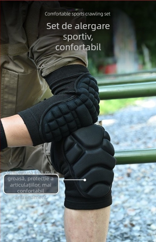 Protecții pentru genunchi și cot pentru târâre tactică și antrenament, fibră de poliester, adulți, badminton, protecție pentru genunchi și cot