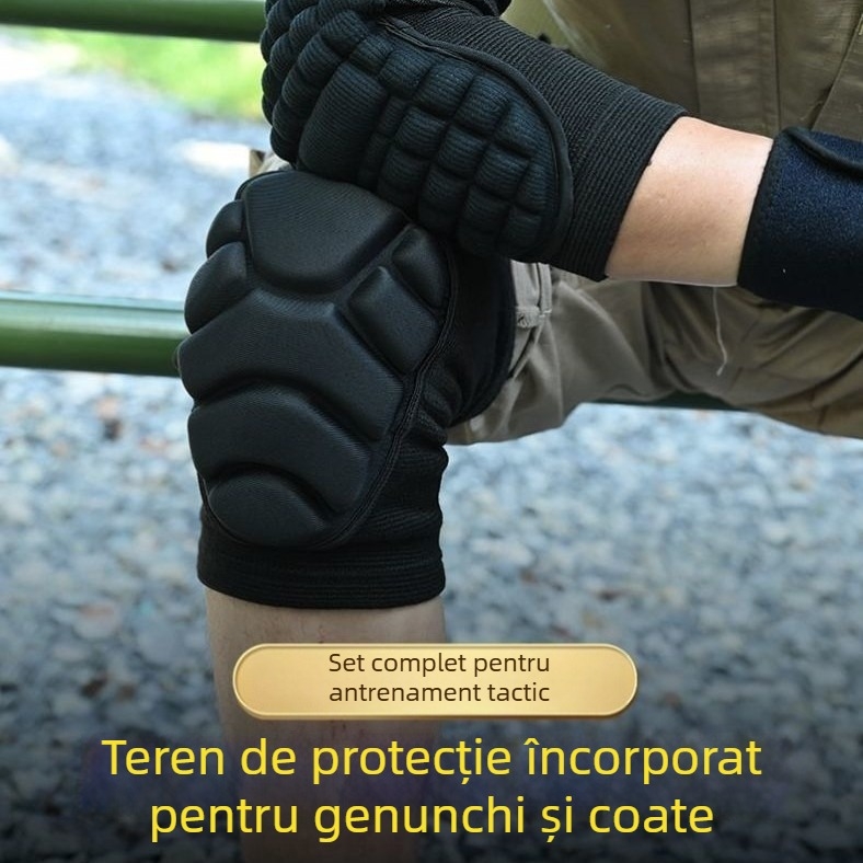 Protecții pentru genunchi și cot pentru târâre tactică și antrenament, fibră de poliester, adulți, badminton, protecție pentru genunchi și cot