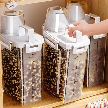 Container pentru depozitare hrană pentru animale – sigilat vacuum, rezistent la umezeală, material PP, pentru hrană de pisică și câine (utilizare casnică)