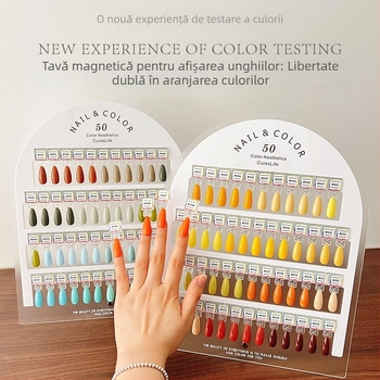 Placă acrilică de afișaj pentru artă de unghii, cu placă de test magnetică detașabilă pentru validarea designului