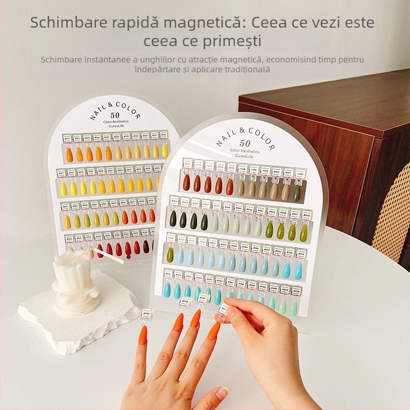 Placă acrilică de afișaj pentru artă de unghii, cu placă de test magnetică detașabilă pentru validarea designului