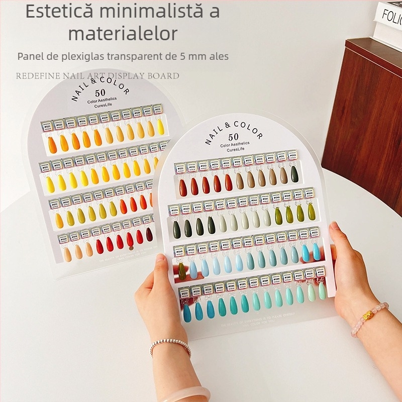 Placă acrilică de afișaj pentru artă de unghii, cu placă de test magnetică detașabilă pentru validarea designului