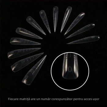 Moldă cristal pentru extensie unghii Nr. 50 — plastic, formă pentru unghii