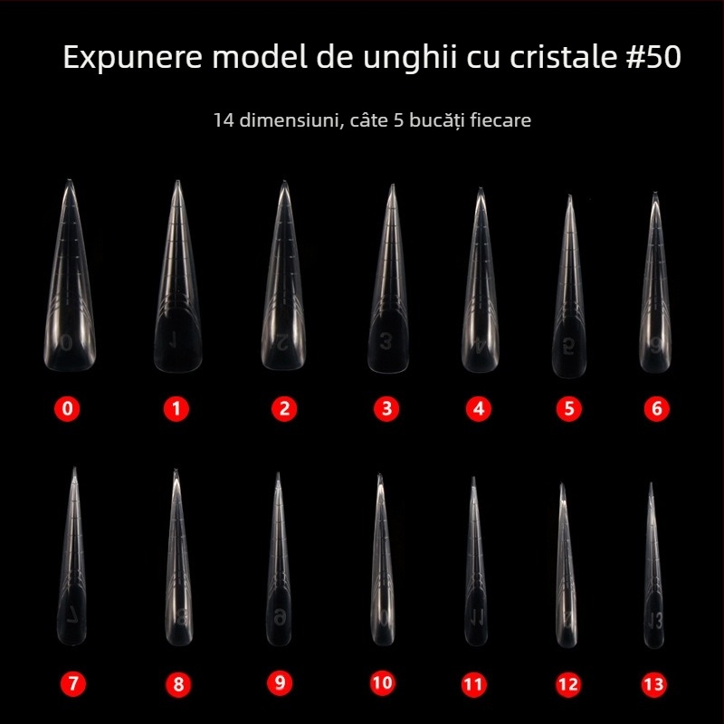 Moldă cristal pentru extensie unghii Nr. 50 — plastic, formă pentru unghii