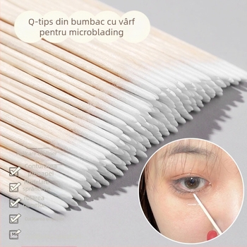 Bețișoare de bumbac de unică folosință, vârf ascuțit, vârf fin – pentru frumusețe, tatuaje, machiaj și linie de tuș pentru ochi