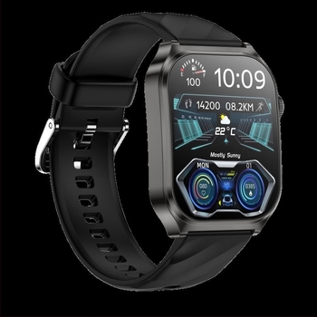 Zw73 Ceas inteligent Bluetooth cu apeluri, ecran de 1.96 inch, asistent vocal AI, monitorizare oxigen din sânge, ritm cardiac, tensiune arterială, monitorizare somn, curea din silicon, cadran pătrat
