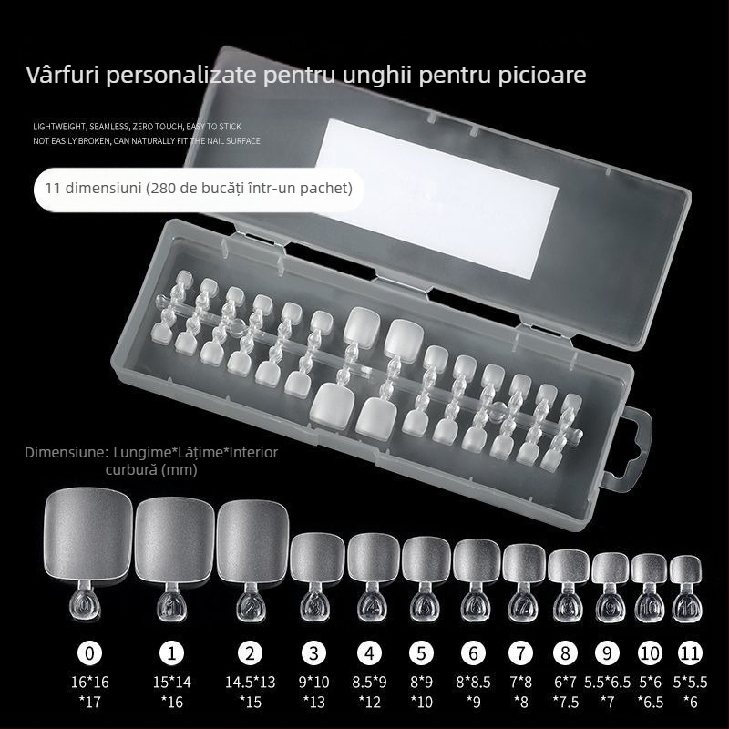 Plăci pentru extensii de unghii la picioare – ultra-subțiri, impecabile, mate, purtabile (Ak55, Bobo, Stil: ultra-subțire și fără cusur, Formă: purtabilă, Model: gheară de pisică)