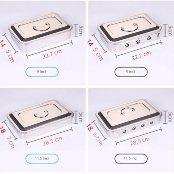 Cutie pentru ace din oțel inoxidabil medical 304, cutie de dezinfectare cu capac, tavă perforată pentru instrumente de acupuntură, rezistent la iodofor