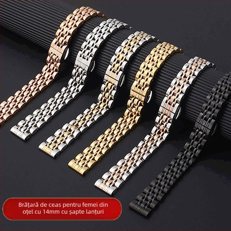 Brățară inteligentă din oțel inoxidabil pentru Armani iwatch87SE – design cu șapte mărgele, construcție din metal, greutate 65 g