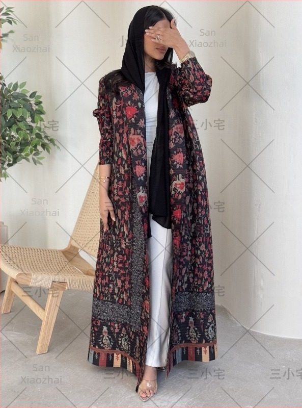 Palton-robă plisat (95% poliester, mâneci lungi, lungime lungă)