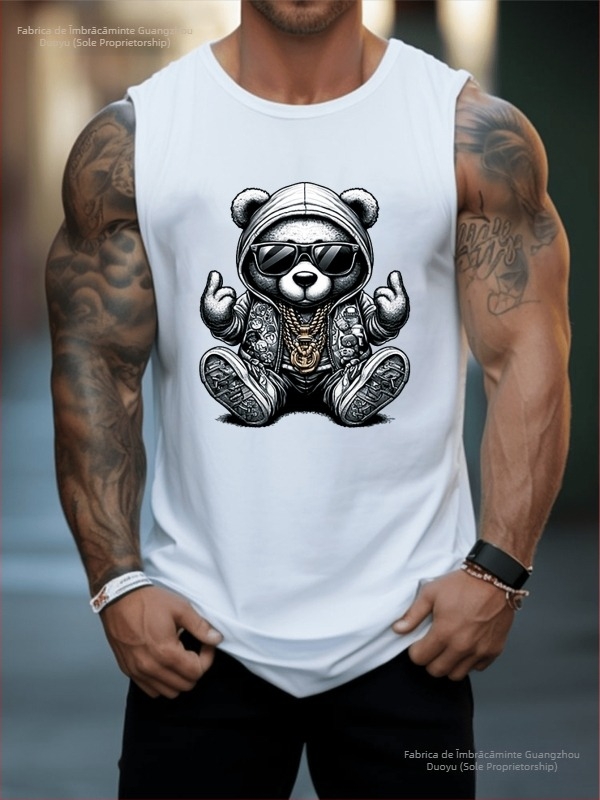 Vesta fără mâneci respirabilă pentru bărbați, croi lejer, 100% bumbac, imprimeu cu logo publicitar, stil sport, vară 2025