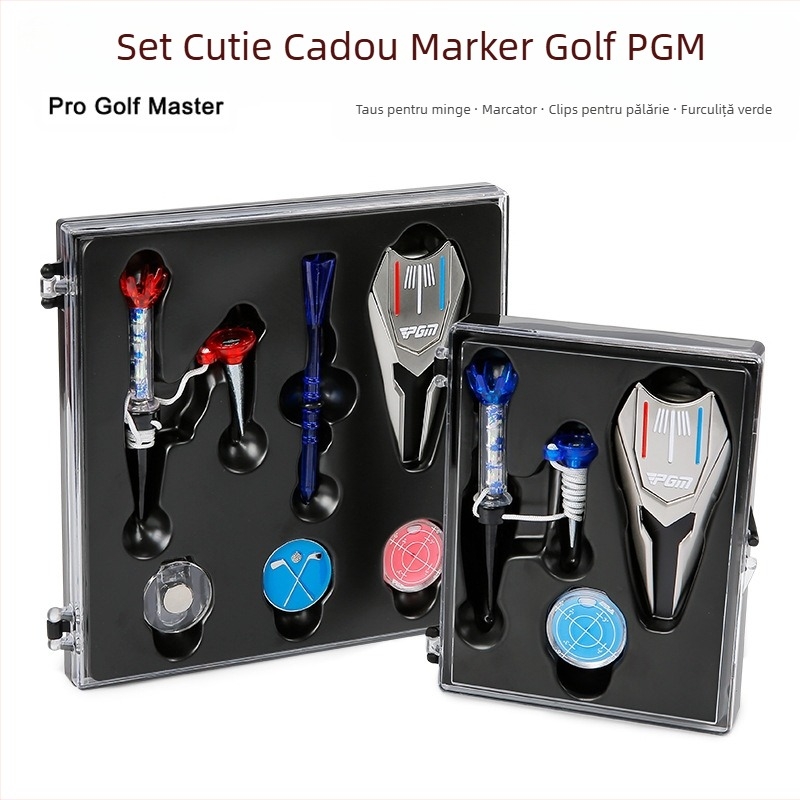 Set de accesorii golf PGM cu clips pentru șapcă, marker magnetic pentru minge, TEE și unealtă de reparare a divotului – cutie cadou