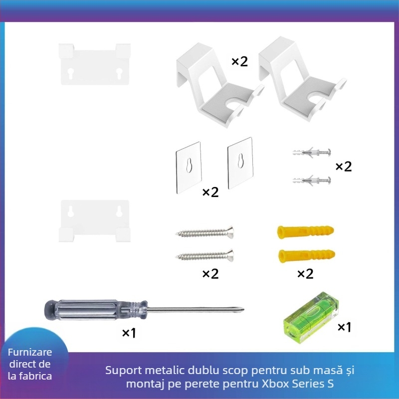 Cat Paw Xbox Series S suport metal pentru montaj pe perete/pe masă cu 2 suporturi pentru controlere