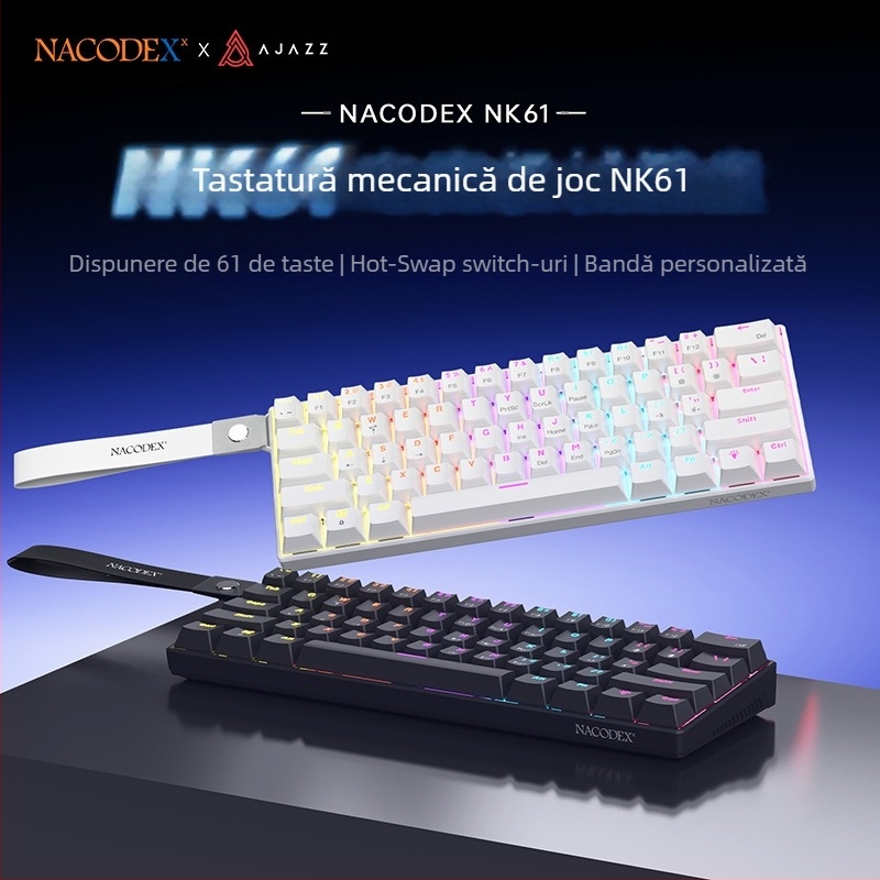 Tastatură de gaming, layout 60%, până la 87 taste, conectare prin cablu, switch-uri mecanice