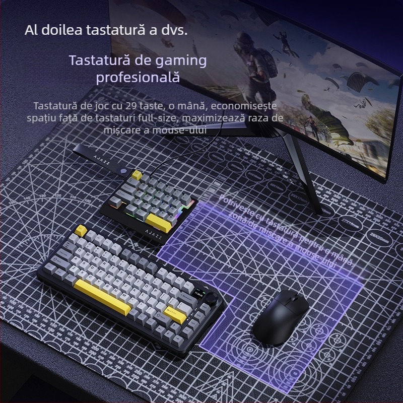 Ajazz AK029 Tastatură Mecanică pentru O Mână, Switch Albastru, Iluminare RGB, 29 Taste, Hot-Swappable