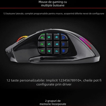 Mouse optic X33 pentru gaming, modul dual cablat și wireless, USB, 16000 DPI, 9 butoane