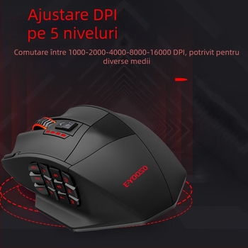 Mouse optic X33 pentru gaming, modul dual cablat și wireless, USB, 16000 DPI, 9 butoane