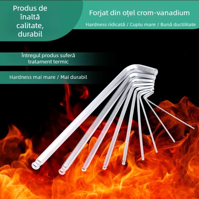 Celtic set de 27 chei hexagonale metrice, din oțel crom-vanadiu, cap în formă de L