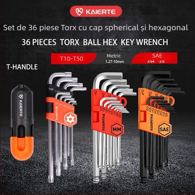 Celtic set de 27 chei hexagonale metrice, din oțel crom-vanadiu, cap în formă de L