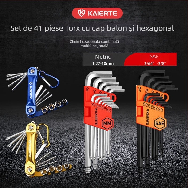 Celtic set de 27 chei hexagonale metrice, din oțel crom-vanadiu, cap în formă de L