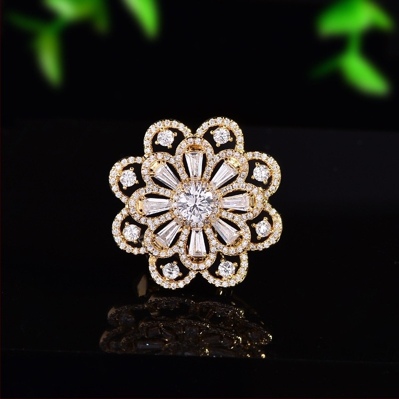 Broșă – formă florală, cupru, placare electroplată, stil elegant femei, decorare și cadou