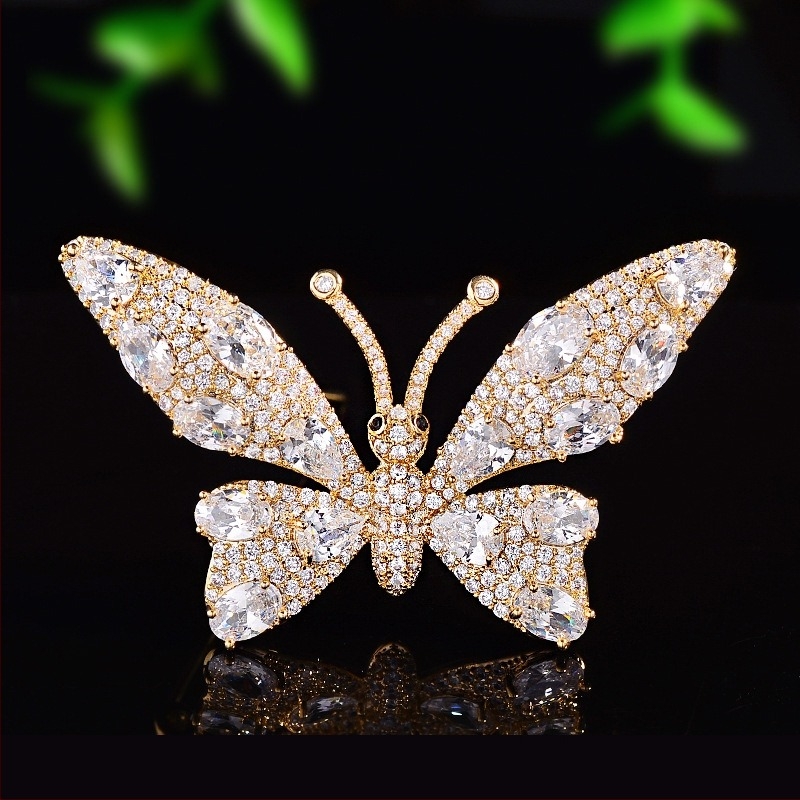 Broșă fluture, cupru, placare electroplată, stil elegant feminin, model SC1358202