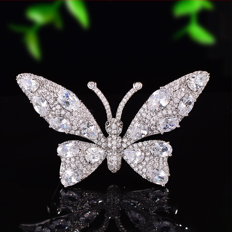 Broșă fluture, cupru, placare electroplată, stil elegant feminin, model SC1358202