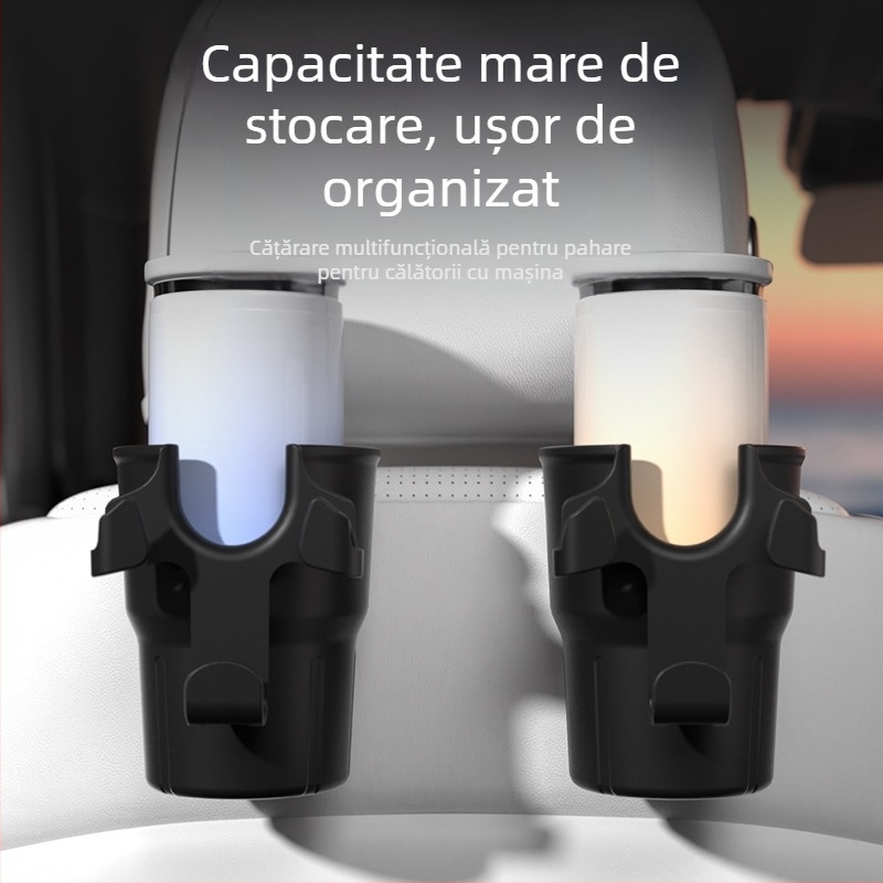Organizator pentru spatele scaunului auto cu suport pentru cupe și telefon, plastic, montaj suspendat, potrivire universală, imprimare logo disponibil