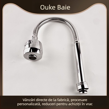 Robinet bucătărie W-023, oțel inoxidabil, rotire la 360°, montaj spiral, finisaj electroplacare