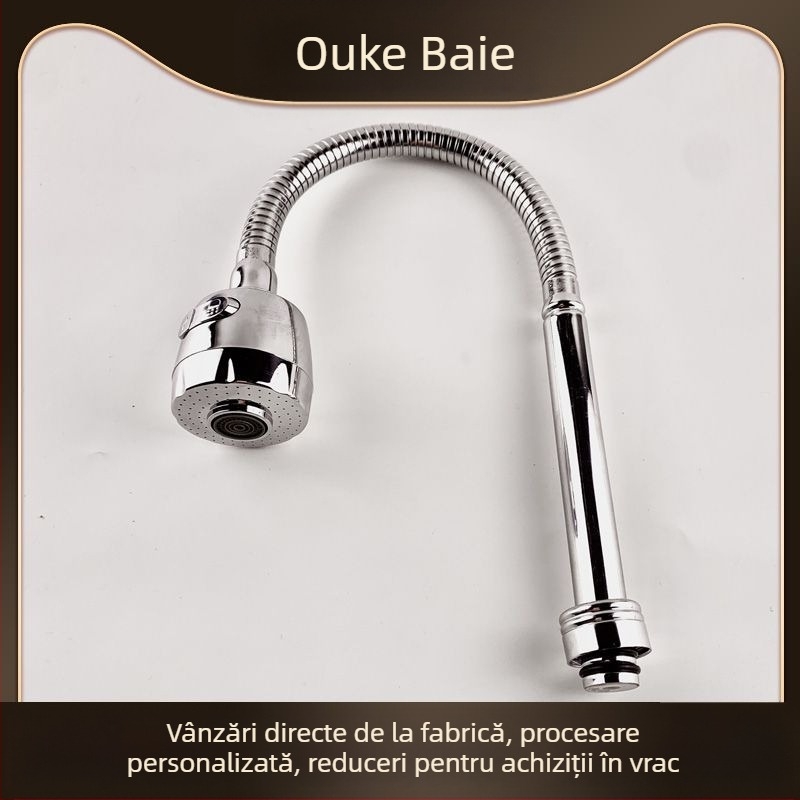 Robinet bucătărie W-023, oțel inoxidabil, rotire la 360°, montaj spiral, finisaj electroplacare