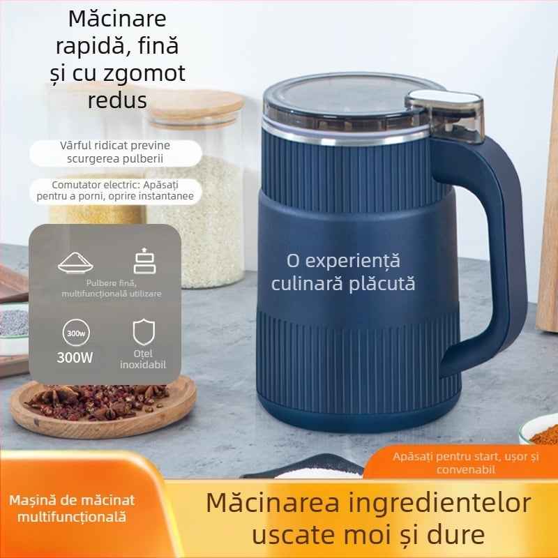 Măcinător casnic pentru măcinare umedă și uscată, cu 5 lame din oțel inoxidabil, până la 10.000 rpm, 110–240 V