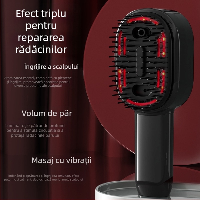 Pieptene electric de masaj cu ceață de ulei esențial pentru scalp sănătos și îngrijire a părului — Model 001; Funcție: Masaj; Pentru adulți; Viteză: 1; Nr. articol: 002; Lansare: 2025
