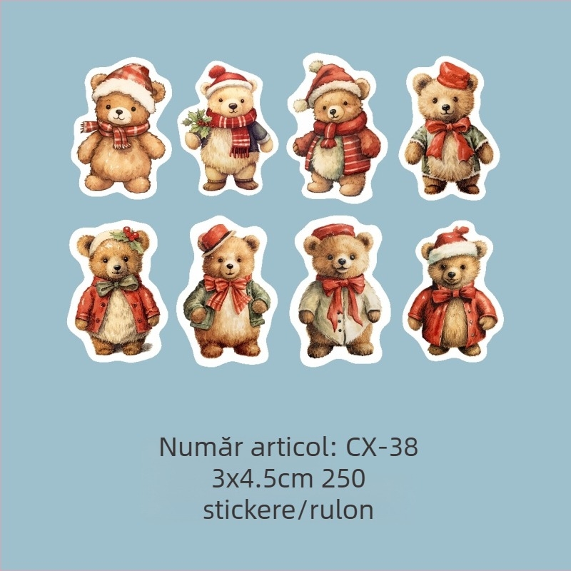 Shilon set de autocolante – 250 autocolante de Crăciun pictate manual, în stil desen animat, pe hârtie, pentru planificatoare și ambalare cadouri