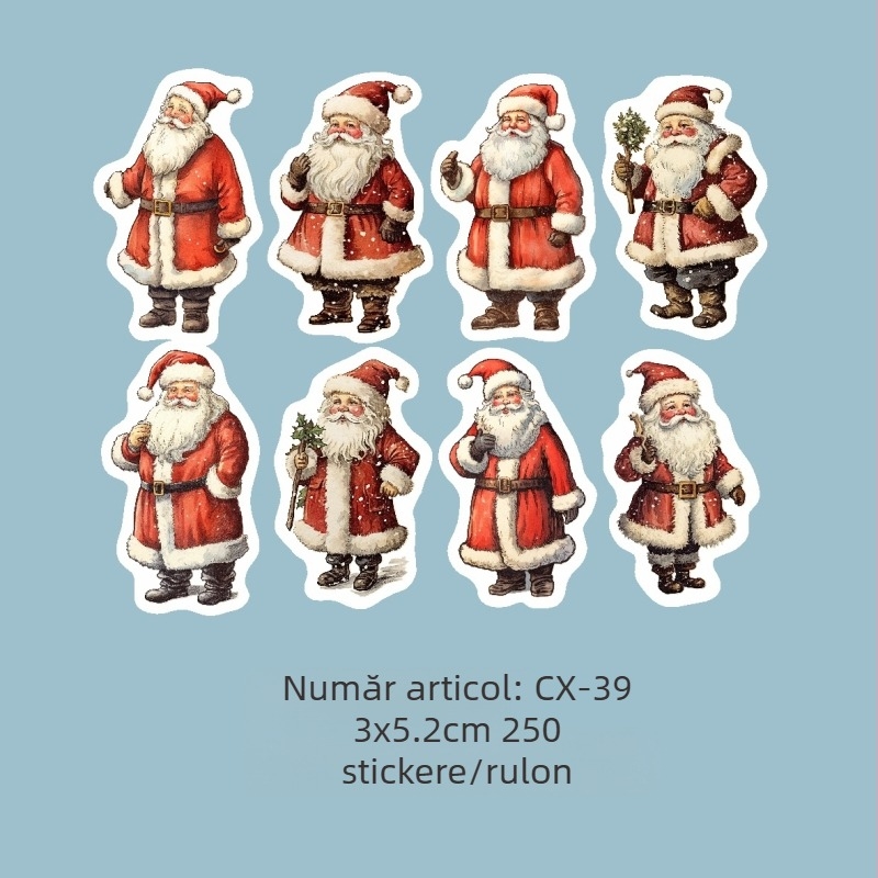 Shilon set de autocolante – 250 autocolante de Crăciun pictate manual, în stil desen animat, pe hârtie, pentru planificatoare și ambalare cadouri