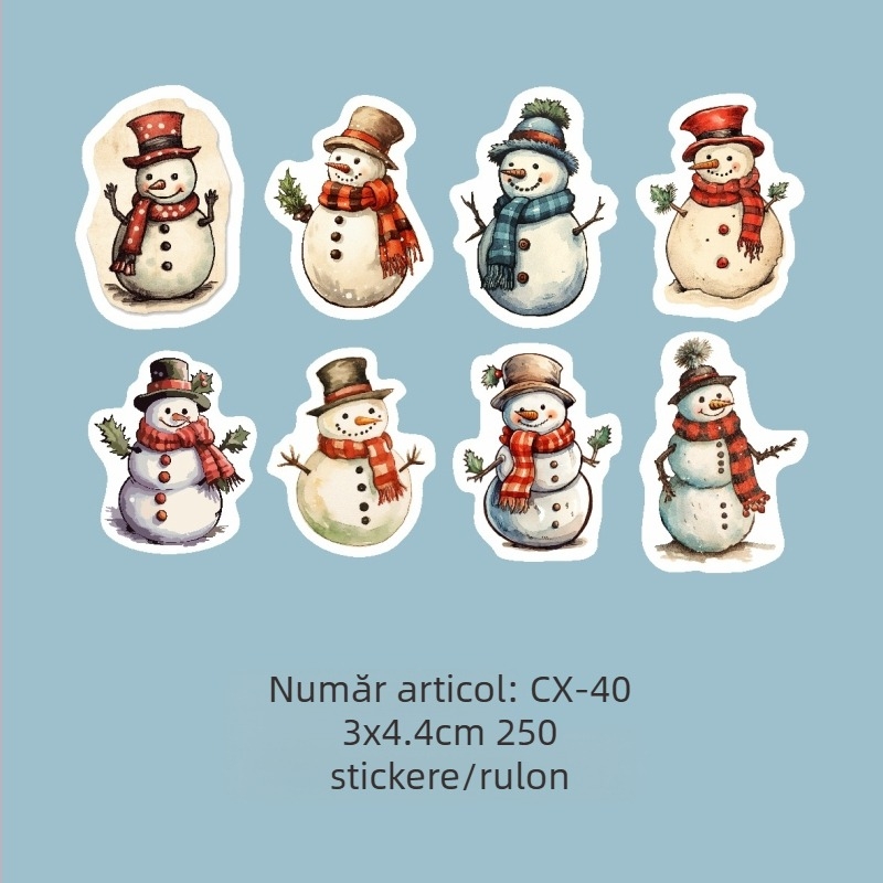 Shilon set de autocolante – 250 autocolante de Crăciun pictate manual, în stil desen animat, pe hârtie, pentru planificatoare și ambalare cadouri