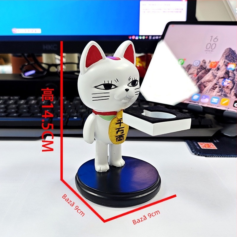 Suport de încărcare pentru ceas cu pisică norocoasă, rășină, compatibil cu Apple Watch și Huawei Watch, stil chinezesc, organizator de birou