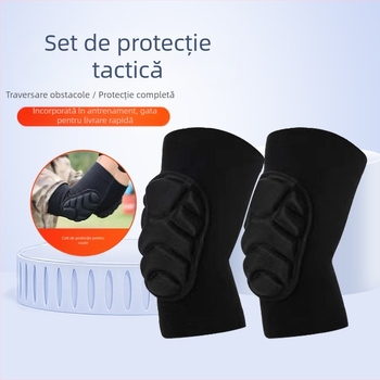 Set de protecții pentru genunchi și coate pentru antrenament militar — patru piese, spumă EVA și fir de bumbac elastic, pentru adulți