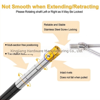 Cârlig telescopic reglabil din oțel inoxidabil; design cu mai multe secțiuni, funcționare lină și mecanism de blocare facil; utilizare universală; greutate 256 g; Star Craftsman.